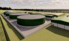 An artist's impression of Acorn Bioenergy's proposed anaerobic digestion plant at Fearn airfield in Easter Ross. Image: Morrison Media