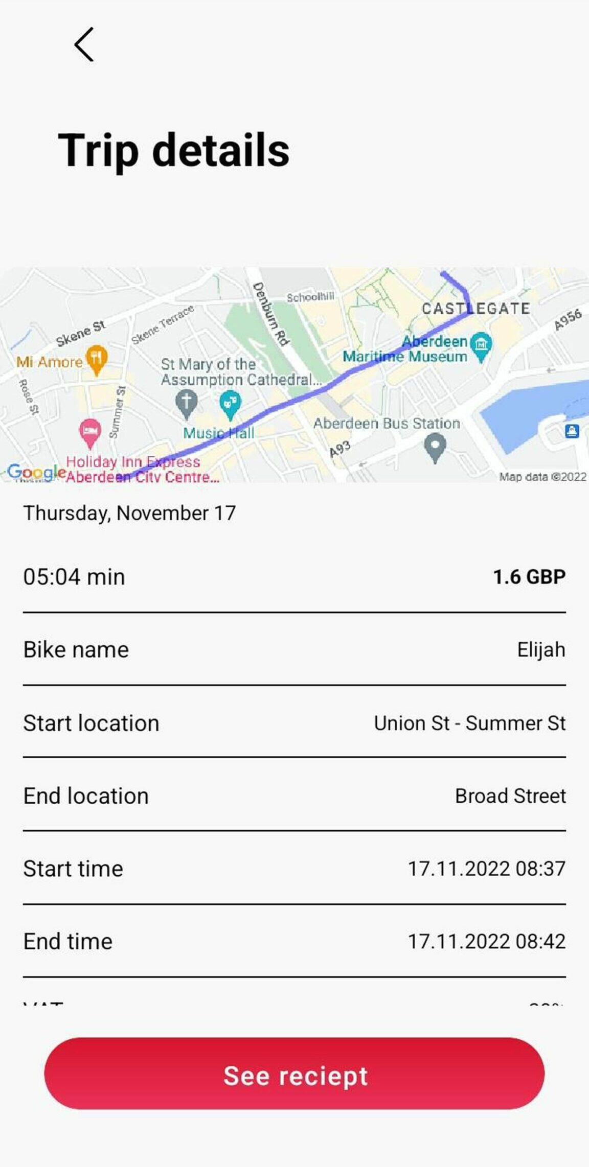 This screenshot from my phone shows the typical cost, time and distance of one way of my commute I've been taking. Image: DC Thomson.