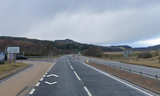 The Fort Augustus junction on the A9 south of Daviot. Image: Street View.
