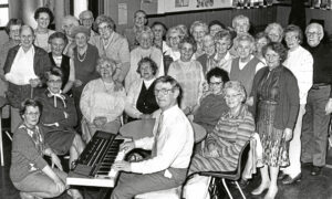 1987 - Members of the Ruthrieston Community Centre Senior Citizens Club enjoy a sing-along with Sandy Thomson at the keyboard.