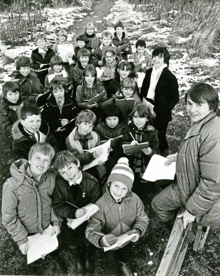 1983 - Primary 5 and 6 pupils take part in Keep Aberdeen Tidy Project at Scotstoun Morr.