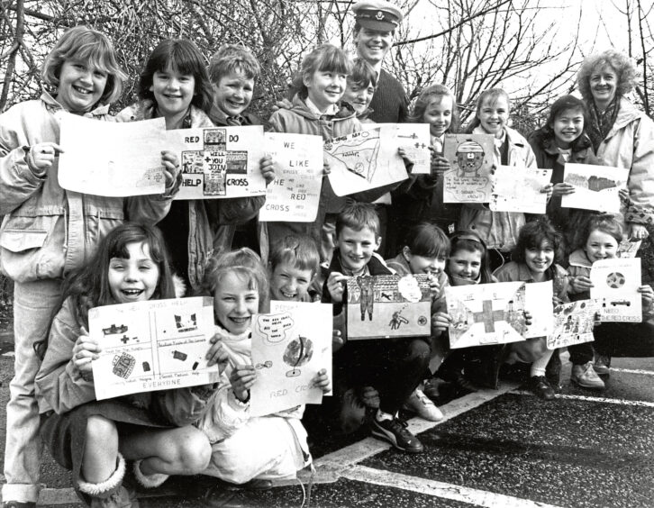 1990 - Primary 6 pupils take part in the Red Cross 'create a poster' competition. 