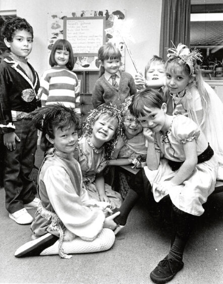1987 - Some of the pupils from Glashieburn who are part of the cast for Cinderella.