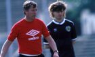 Scotland manager Alex Ferguson (left) with Charlie Nicholas in 1985/86.