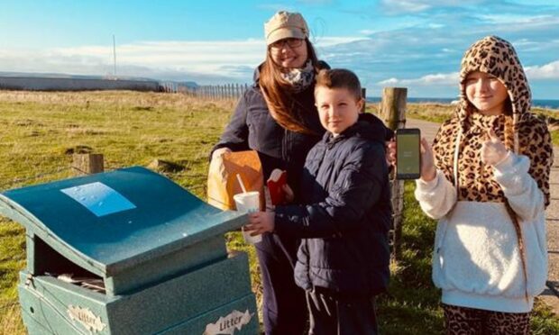 Angela Breward and her children from Fraserburgh won the litter lottery. Image: Keep Scotland Beautiful.