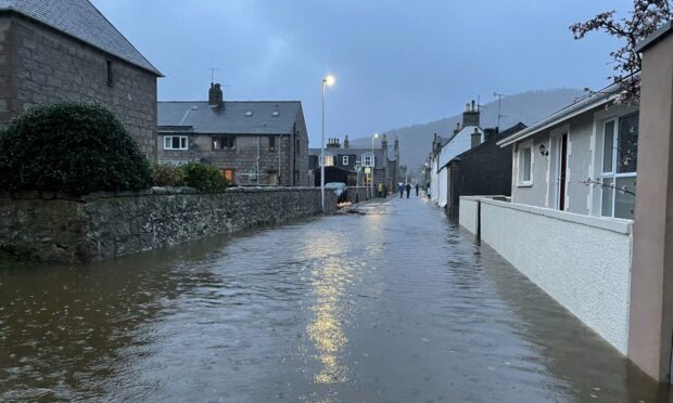 Water has been pouring through the streets of Ballater.