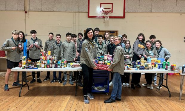 Banchory Moosehunter Explorer Scouts have backed The Big Christmas Food Appeal by organising their own food drive. Picture supplied: Ali Grahamslaw