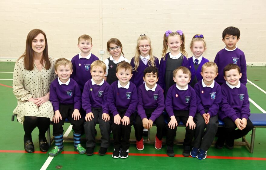 Class P1B at Glashieburn Primary School with Miss Boyle.