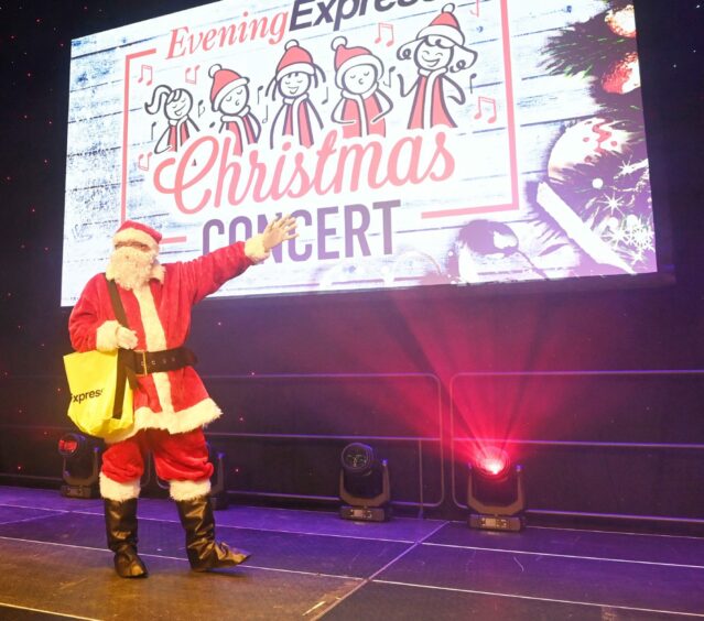 Photo of Santa Claus at the Evening Express Christmas Concert in Aberdeen.