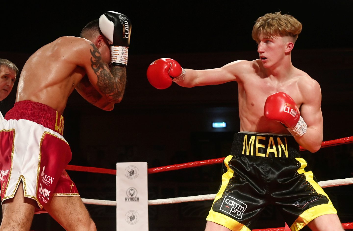 Aberdeen boxer Gregor McPherson in action against Logan Palling at the Beach Ballroom in Aberdeen. 
