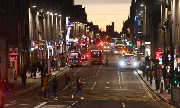 Union Street's future is no longer pedestrianised. Buses and taxis are allowed back on the central stretch. Image: Chris Sumner/DC Thomson.