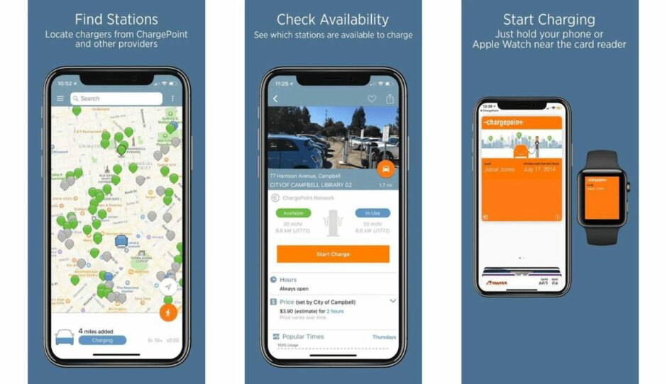 Screenshot from the Chargepoint EV app for drivers in the UK