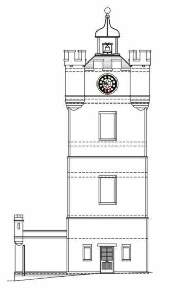 A second drawing impression of where Wi-Fi access points will be installed at Dufftown clocktower.
