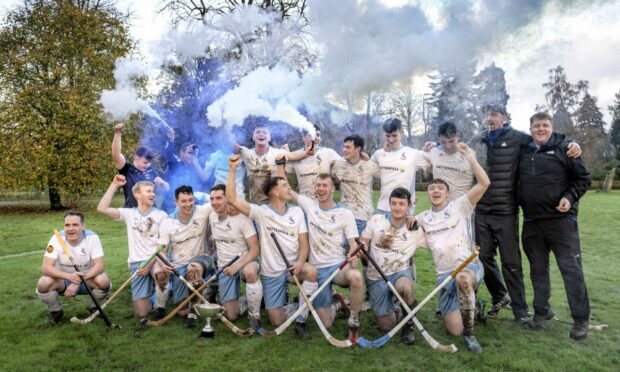 Skye celebrate the end of the season as Mowi National Division Champions.  Image: Neil Paterson