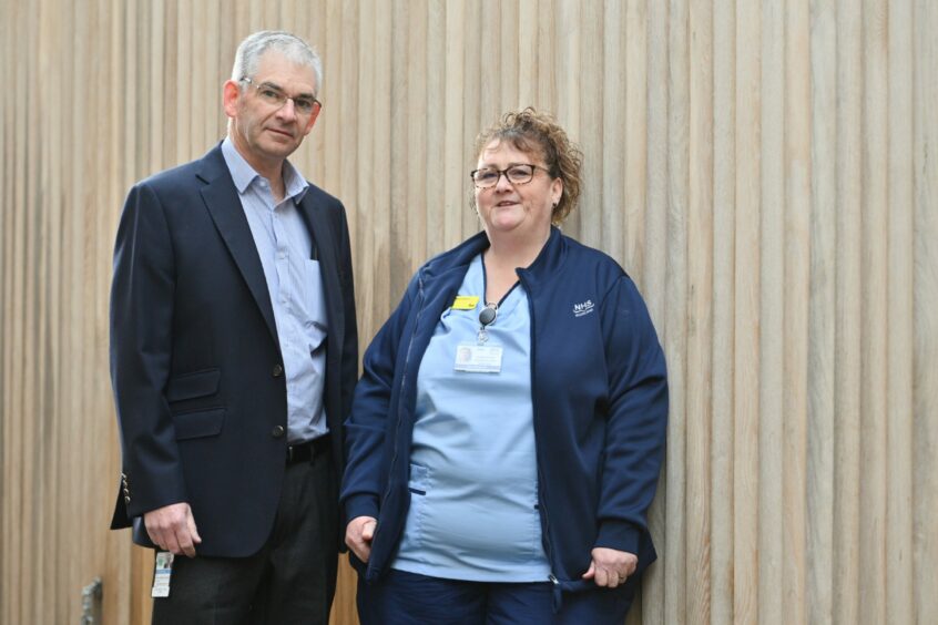 Simon Bokor-Ingram, chief officer for Moray Health and Social Care Partnership Maternity care assistant Sue Petrie. 