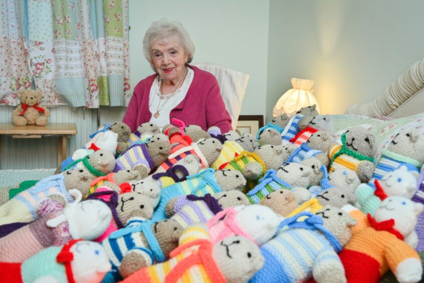 Elgin grandmother Joyce Wilson with her teddy bears she donates to charity 