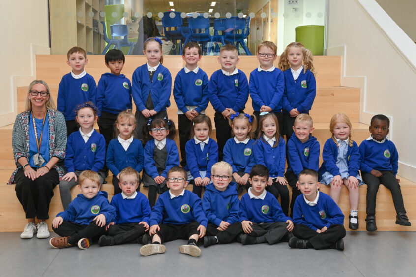 Class P1MAC at Brimmond School with Miss Mackie.