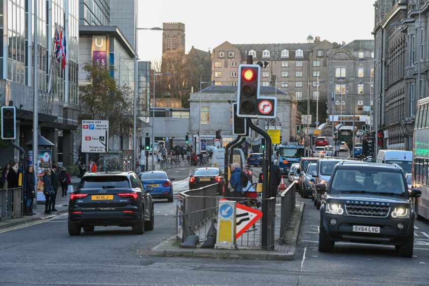 This section of Guild Street in Aberdeen will be closed off with a new bus gate. Image: Kenny Elrick/DC Thomson.