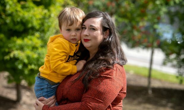 River Wood walked out of Aberdeen's Kingsford Nursery without staff noticing. He is pictured with his mum Kayleigh. Image: Kath Flannery/DC Thomson.
