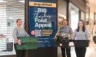 The Big Christmas Food Appeal drop-off point is now open in The Trinity Centre, Aberdeen. Pictured: Ellie Milne, P&J; Craig McDonald, Original 106; Shona Gossip, P&J. Photo: Kath Flannery/DC Thomson