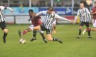 Fraserburgh's Ryan Sargent, right, challenges Marcel Oakley of Arbroath
