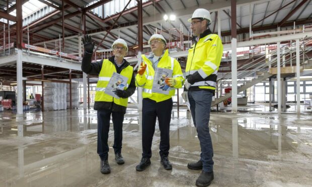 l-r Ron Fraser, chairman of the Construction Scotland Industry Leadership Group, Business Minister Ivan McKee and Peter Reekie, chief executive of infrastructure body the Scottish Futures Trust, at the launch of a new "accord" for Scottish construction. Image: Clark Communications