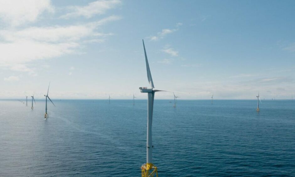 Moray East wind farm at sea.