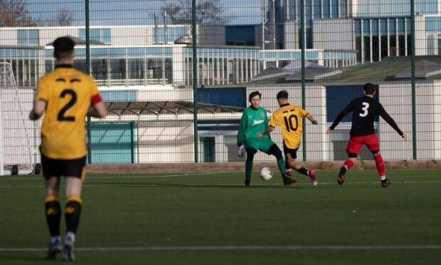 Nairn County's Sam Gordon scored twice in his team's 4-3 home win against Halkirk United. Image: Kenny Macleod Photography