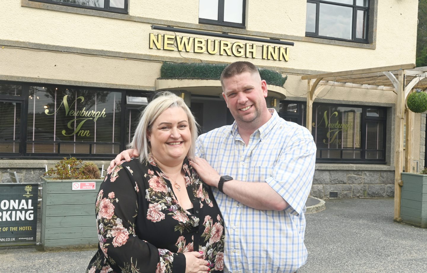 Chrissy Graham and Mark in front of Newburgh Inn