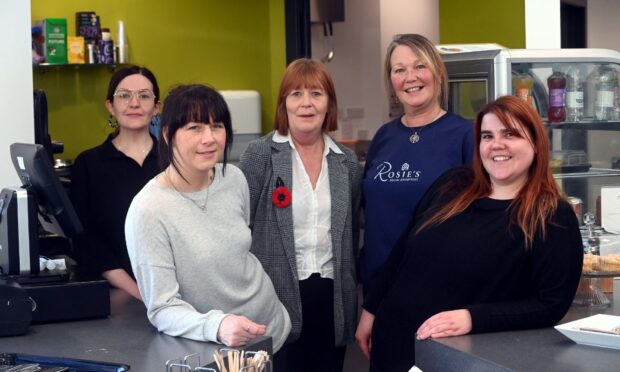 Members of the team at the official opening of Rosie's Cafe in Tillydrone. Image: Darrell Benns / DC Thomson.
