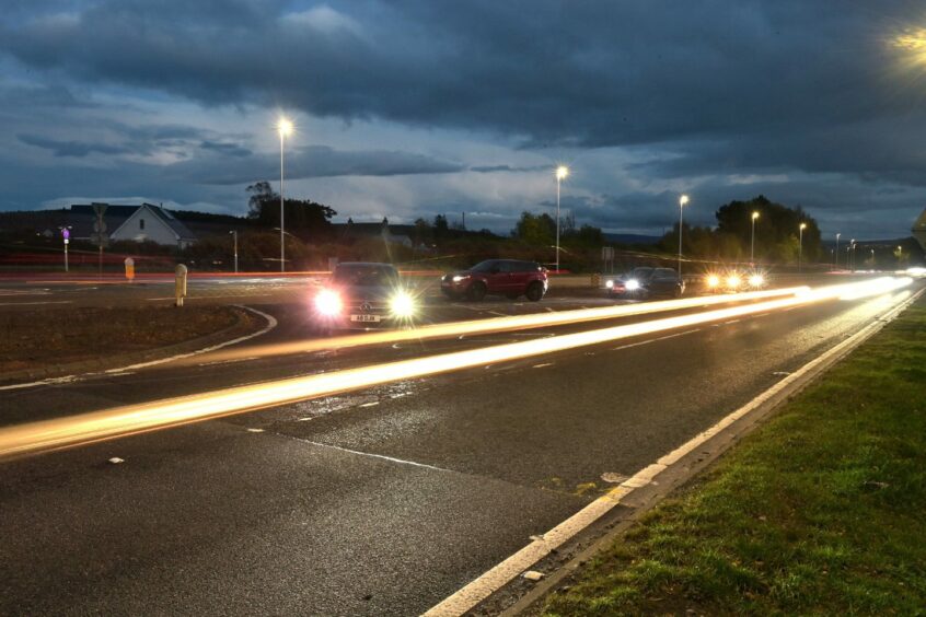 The Munlochy junction at night