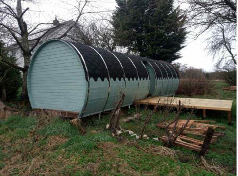 Picture shows; A glamping pod has been partially constructed. Image: Moray Council
