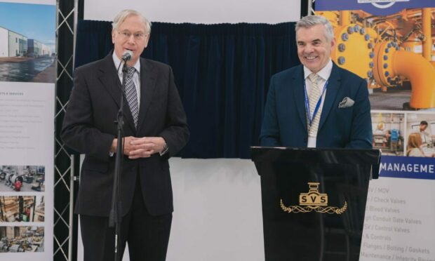 The Duke of Gloucester, left, and Specialist Valve Services managing director Gerry Henry. Image: Specialist Valve Services