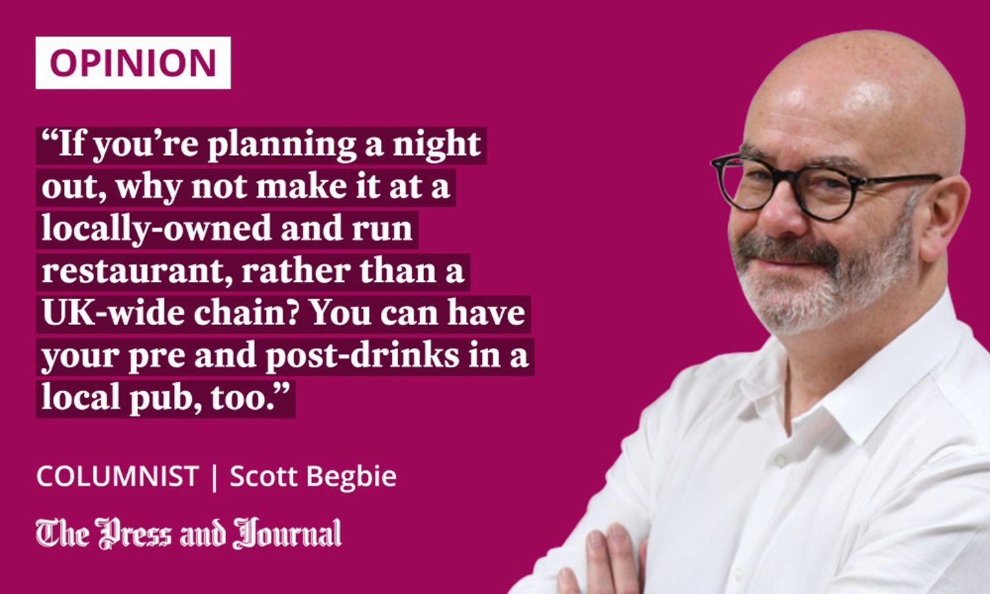Scott Begbie talks about shopping local this christmas: "If you’re planning a night out, why not make it at a locally-owned and run restaurant, rather than a UK-wide chain? You can have your pre and post-drinks in a local pub, too."