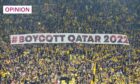 German football fans show their disapproval of the Qatar World Cup during a match in Dortmund (Image: Martin Meissner/AP/Shutterstock)