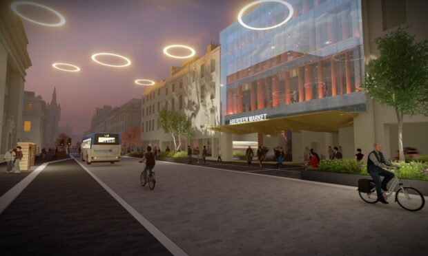 Millions in funding for the new Aberdeen market development has now been signed off on. The had been fears the UK Government could pull the grant as Union Street was not pedestrianised, as had been suggested during initial talks. Image: Aberdeen City Council.