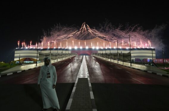 Fireworks are seen above the stadium during the opening ceremony of the FIFA World Cup 2022 at the Al Bayt Stadium in Al Khor, Qatar. Image: PA