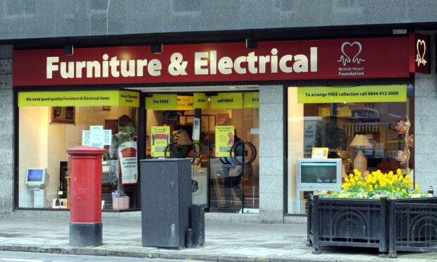 The British Heart Foundation Furniture and Electrical shop on Union Street in Aberdeen. Image: DC Thomson