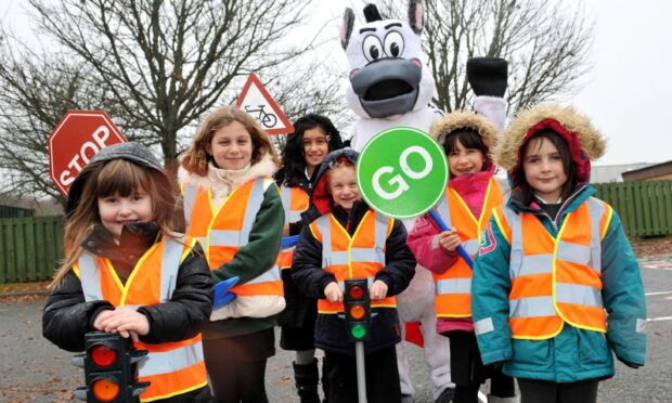 Zac the Zebra helps Cults primary children learn road safety in 2012. Image: Richard Frew