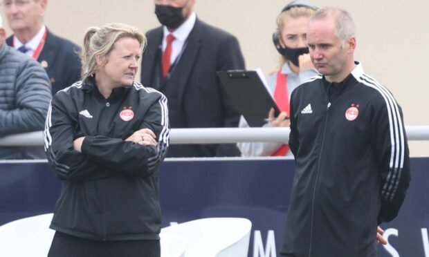 Former Aberdeen Women co-managers Emma Hunter and Gavin Beith. Image: Shutterstock.