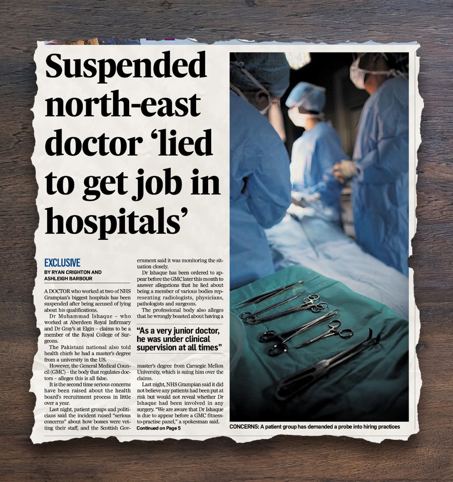 How The Press & Journal covered the story in 2021. Screenshot of article about Dr Ishaque and NHS Grampian.