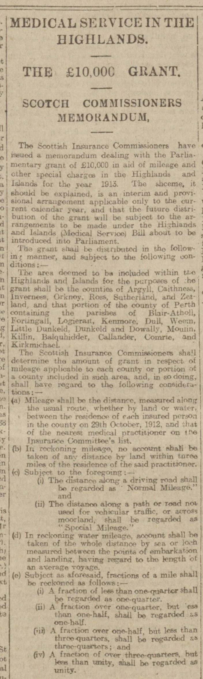 an article from The Aberdeen Journal reporting on the creation of a medical service in the Highlands and Islands