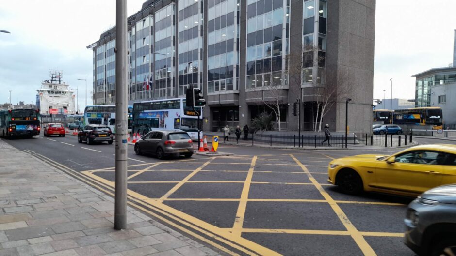 Traffic on Guild Street which will soon be impacted by Aberdeen's new bus gates