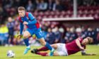 Daniel MacKay (left) leaves Arbroath's Ricky Little behind.  Image: Roddy Scott/SNS Group