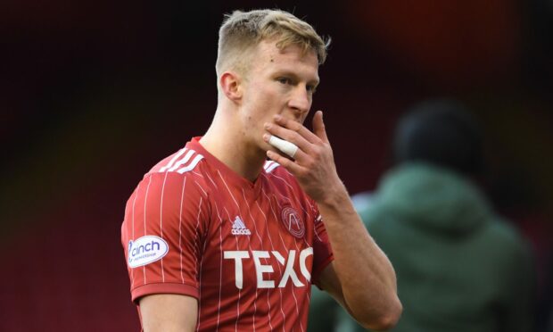 Ross McCrorie during the 1-0 loss to Celtic at Pittodrie.  (Photo by Ross MacDonald / SNS Group)