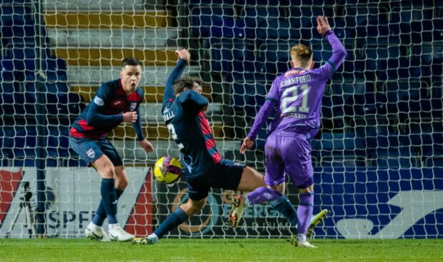 Ali Crawford scores for St Johnstone against Ross County. Image: SNS