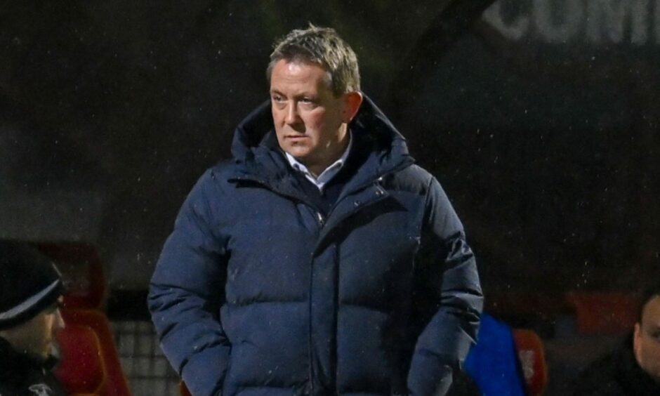 Caley Thistle head coach Billy Dodds on the sidelines at Firhill. Image: SNS