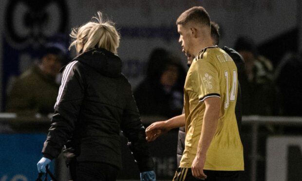 Charlie Gilmour was injured in Cove Rangers' game with Hamilton Accies. Image: SNS