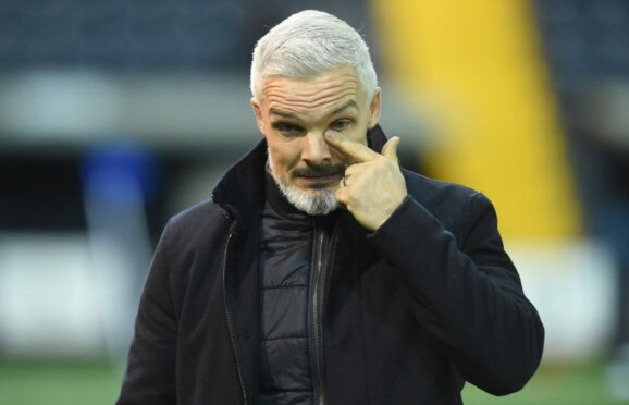 Aberdeen boss Jim Goodwin following Wednesday's 2-1 loss at Kilmarnock. Image: SNS