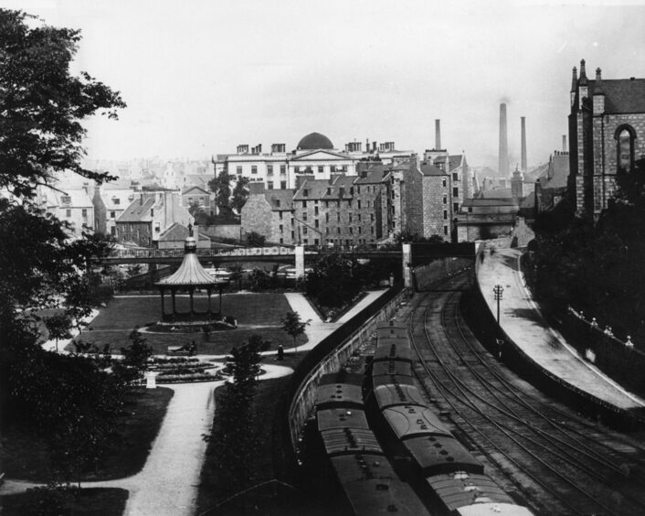 View of the Denburn Valley in 1884, five years after Union Terrace Gardens opened. Image: Aberdeen City Libraries.